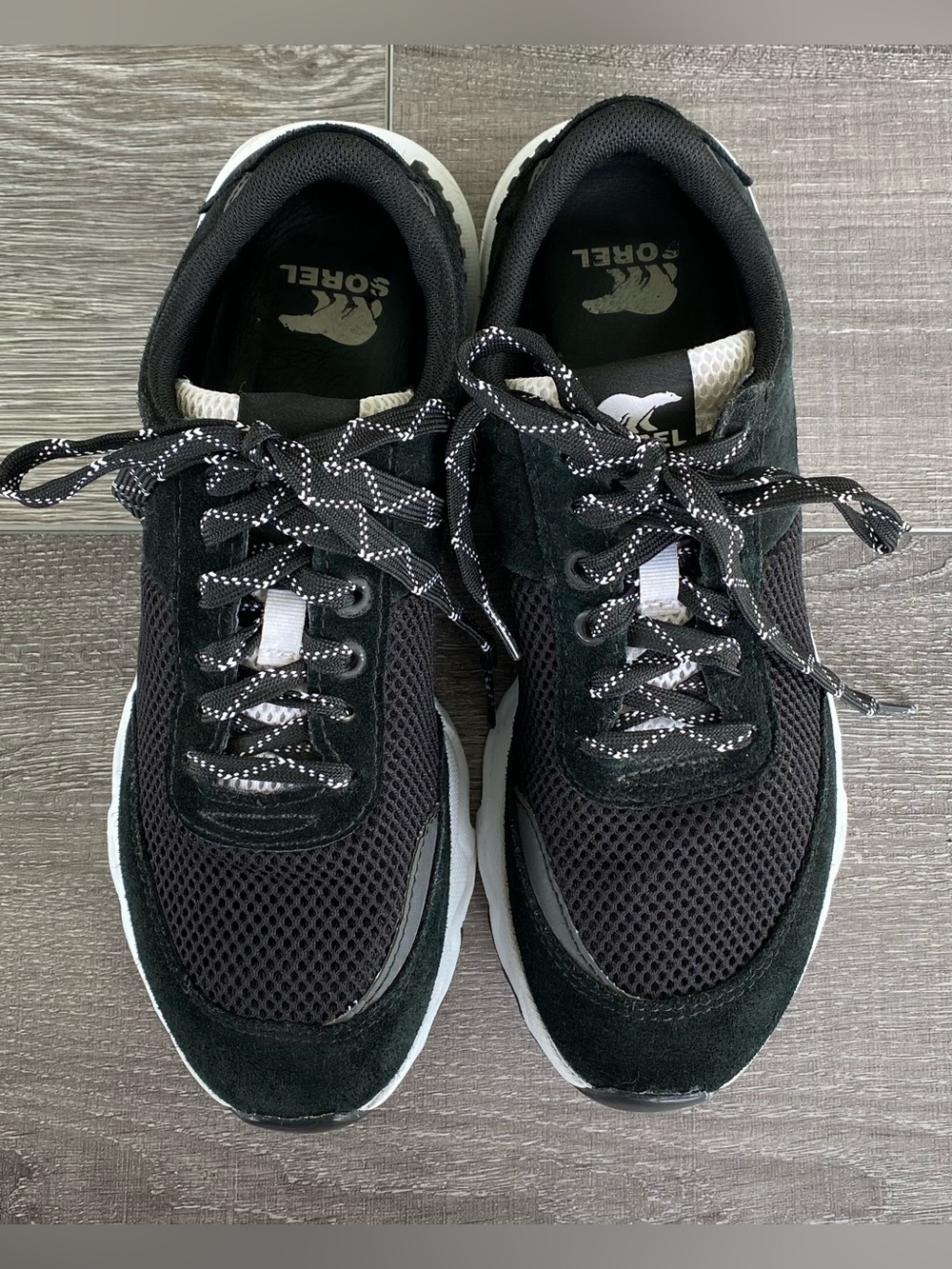 Sorel Kinetic Lite Black Suede Athletic Shoes Sneakers Size 9